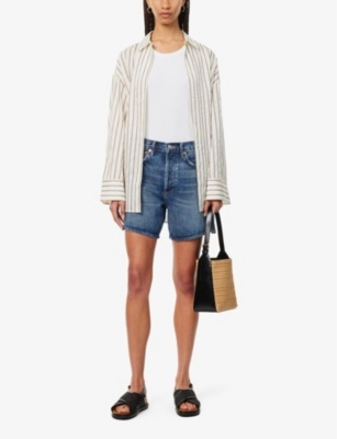Shop Citizens Of Humanity Marlow High-rise Recycled-denim Shorts In Bambi (md Indigo)