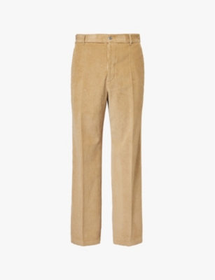 Bottega Veneta Mens Pale Oak Straight-leg High-rise Cotton-corduroy Trousers