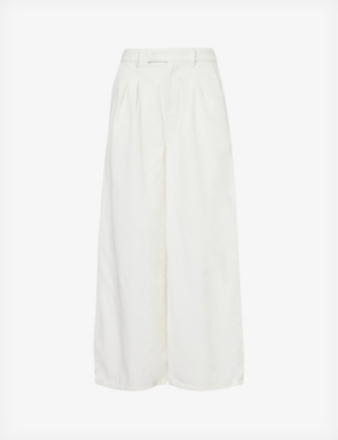 Shop The Frankie Shop Nolan Wide-leg High-rise Denim Trousers In White