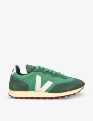 Shop Veja Women's Rio Branco Mesh And Leather Trainers In Green Comb