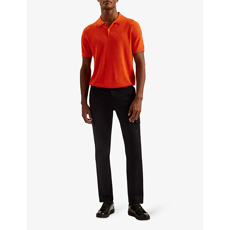 Shop Ted Baker Hakknee Patch-pocket Slim-fit Stretch-cotton Trousers In Black