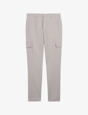Ted Baker Mens Lt-grey Hakknee Patch-pocket Slim-fit Stretch-cotton Trousers