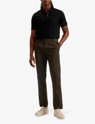Shop Ted Baker Men's Black Arnival Zip-neck Regular-fit Cotton Polo