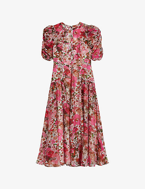 TED BAKER: Botani floral-print woven midi dress