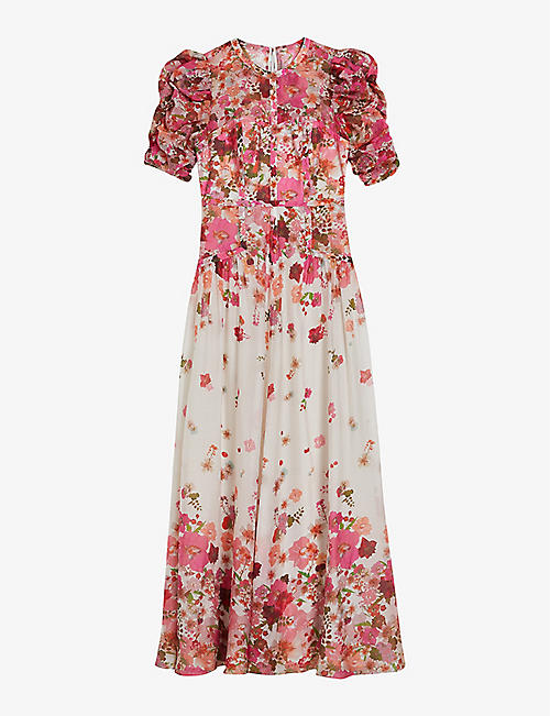 TED BAKER: Alviano pressed floral-print woven-blend maxi dress