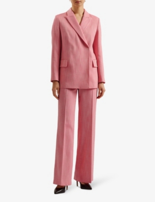 Shop Ted Baker Womens Pl-pink Hirokot Pressed-crease Wide-leg High-rise Woven Trousers