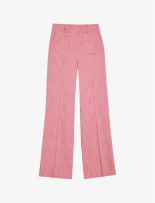 Ted Baker Womens Pl-pink Hirokot Pressed-crease Wide-leg High-rise Woven Trousers