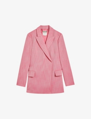 Ted Baker Womens Pl-pink Hiroko Wrap-front Oversized Woven Blazer