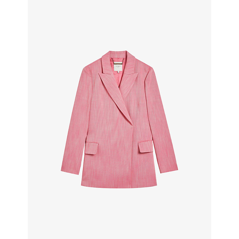 Ted Baker Womens Pl-pink Hiroko Wrap-front Oversized Woven Blazer