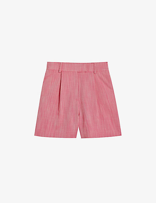 TED BAKER: Hirokos pleated high-rise stretch-woven shorts