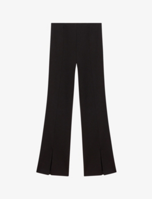 MAJE: Split-cuff flare-leg high-rise stretch-woven trousers