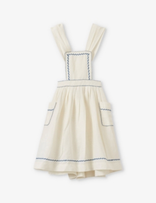 CARAMEL: Peppermint linen-blend dress 6 months - 2 years