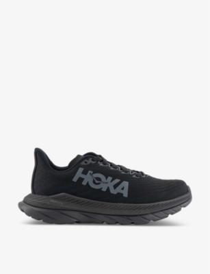 Shop Hoka Women's Black Black F Mach 5 Lightweight Recycled-polyester-blend Low-top Trainers