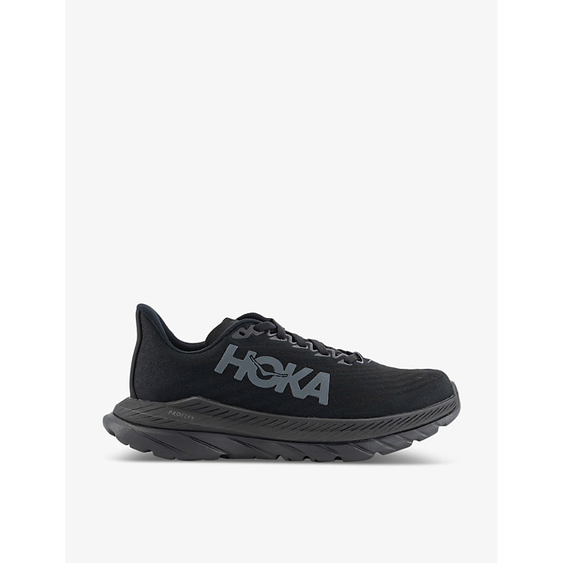 Shop Hoka Mach 5 Lightweight Recycled-polyester-blend Low-top Trainers In Black Black F