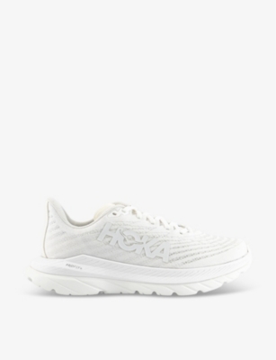 Hoka Womens White White F Mach 5 Lightweight Recycled-polyester-blend Low-top Trainers