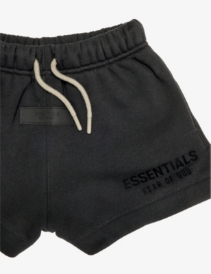 Shop Essentials Fear Of God  Boys Black Kids'  Cotton-blend Jersey Shorts 2-16 Years