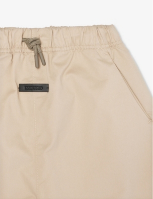 Shop Essentials Kids  Brand-patch Cotton-blend Shorts 6-16 Years In Mink