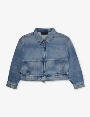 FEAR OF GOD ESSENTIALS: Kids' ESSENTIALS brand-patch relaxed-fit denim jacket 4-16 years