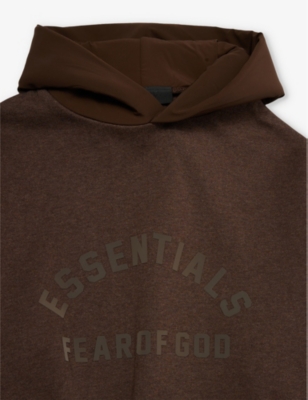 Shop Essentials Fear Of God  Boys Wood / Heather Wood Kids  Logo-embellished Fleece Cotton-blend