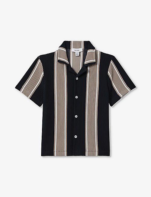 REISS: Alton striped stretch-woven shirt 3-9 years