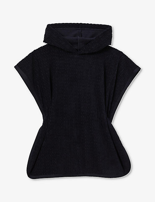 REISS: Shine textured-towelling hooded cotton-blend poncho 3-9 years