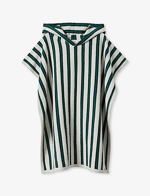 REISS: Ray stripe-pattern hooded woven poncho 3-9 years