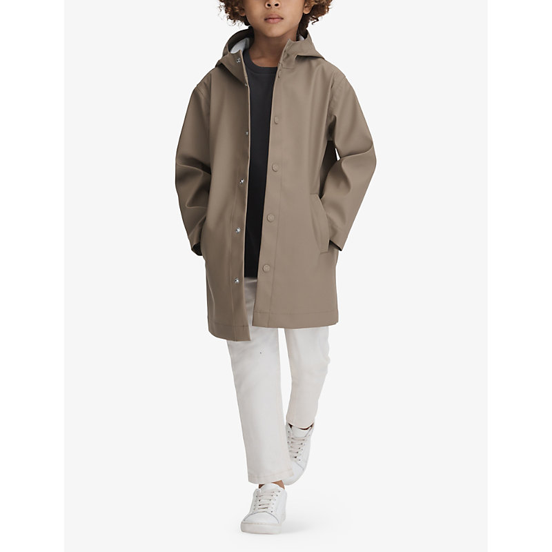 Shop Reiss Eero Hooded Straight-fit Woven Jacket 3-13 Years In Stone