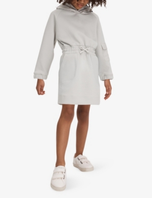 Shop Reiss Rhonda Elasticated-waist Stretch-woven Hoody In Grey