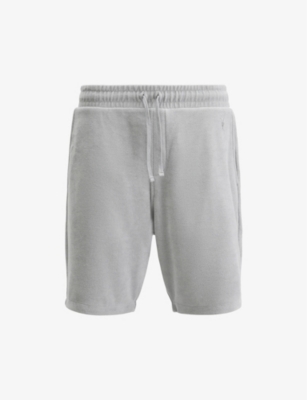 Allsaints Mens Felix Logo-embroidered Relaxed-fit Recycled-polyester Shorts Machine Grey Xs In Machine Grey