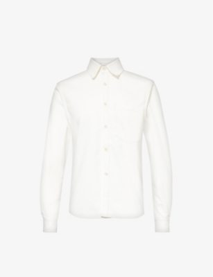Shop With Nothing Underneath The Classic Long-sleeved Organic Cotton-blend Shirt In Off White