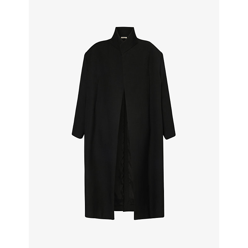 Shop Fear Of God Relaxed-fit Stand-collar Wool And Cotton-blend Coat In Black