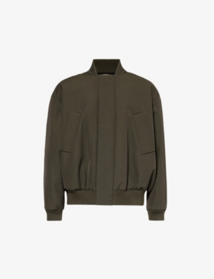 Shop Fear Of God Men's Olive Stand-collar Boxy-fit Wool And Cotton-blend Jacket