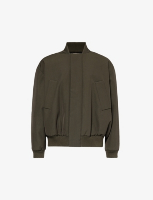 Fear Of God Stand-collar Boxy-fit Wool And Cotton-blend Jacket In Olive
