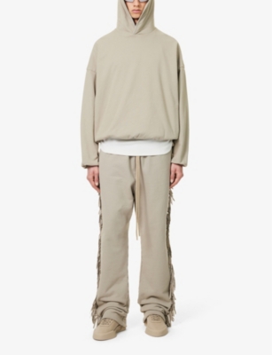 Fear Of God Mens Paris Sky Fringed Relaxed-fit Cotton-jersey Jogging Bottoms In Paris Sky