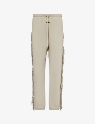 Fear Of God Mens Paris Sky Fringed Relaxed-fit Cotton-jersey Jogging Bottoms In Paris Sky