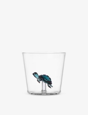 Marine Garden turtle glass tumbler 8cm