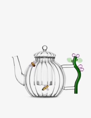 ICHENDORF: Botanica flower and bee glass teapot 13cm