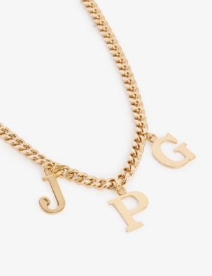 Shop Jean Paul Gaultier Women's Gold Brand-initial Brass Necklace