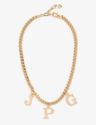 Shop Jean Paul Gaultier Women's Gold Brand-initial Brass Necklace