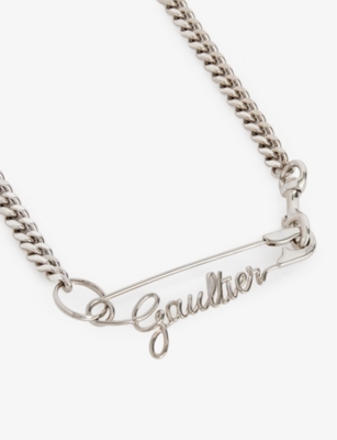 Shop Jean Paul Gaultier Women's Silver Safety Pin Brass And Bronze Necklace