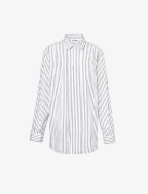 JEAN PAUL GAULTIER: Haute Jeannerie stripe-pattern oversized-fit cotton shirt