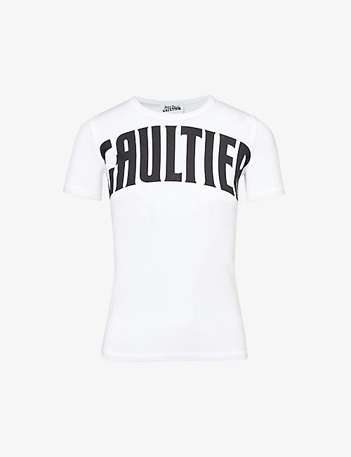 JEAN PAUL GAULTIER: Logo-pattern slim-fit stretch-organic cotton T-shirt