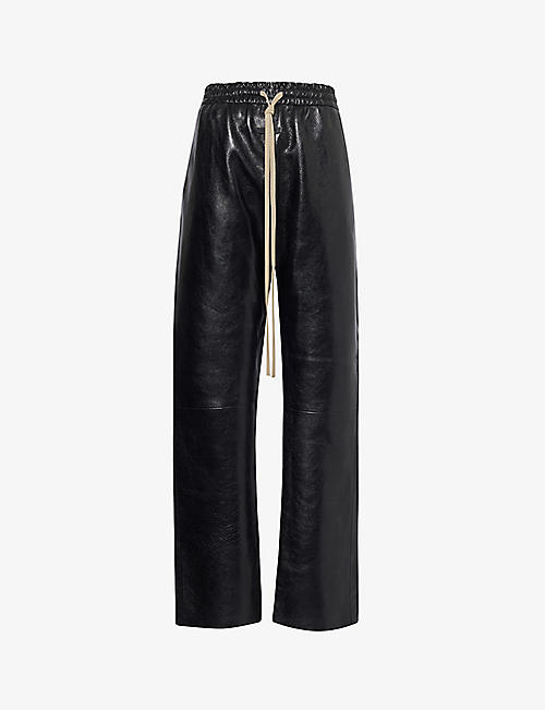 FEAR OF GOD: Forum brand-patch straight-leg leather trousers