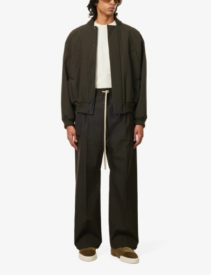 Shop Fear Of God Men's Olive Flap-pocket Elasticated-waist Wool And Cotton-blend Trousers