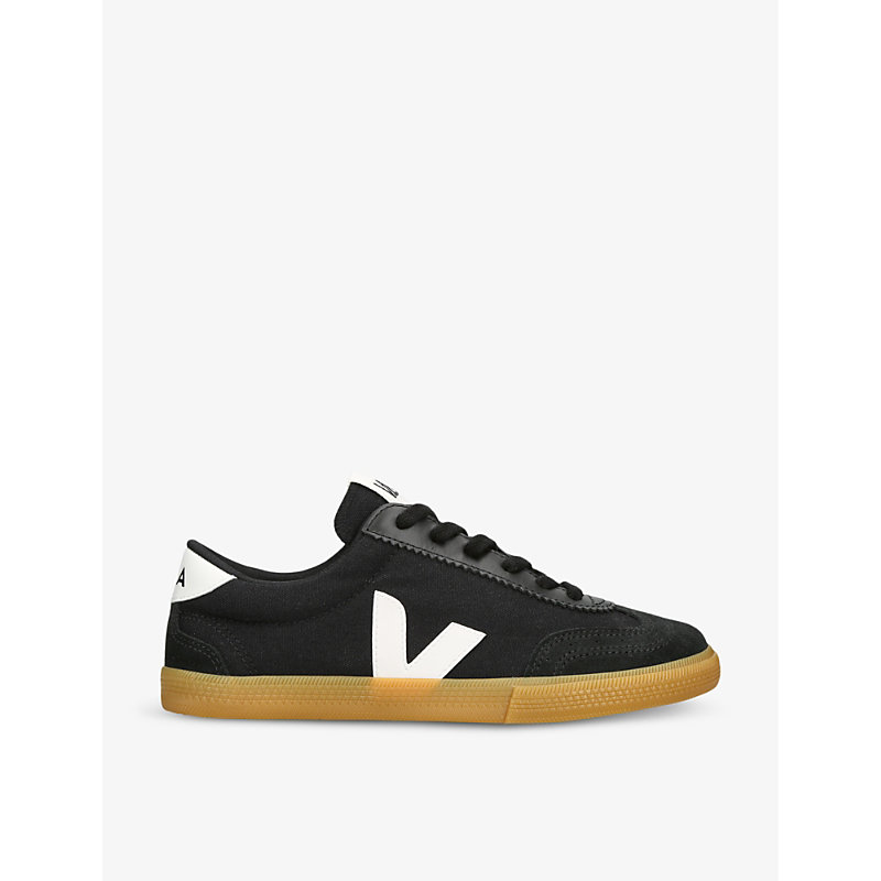 Shop Veja Women's Blk/other Women's Volley Logo-embroidered Canvas Low-top Trainers
