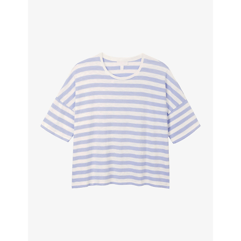 The White Company Stripe-pint Boxy Cotton T-shirt In White/blue