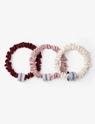 Shop Minimalista The Hya Large Mulberry-silk Scrunchie Pack Of Three