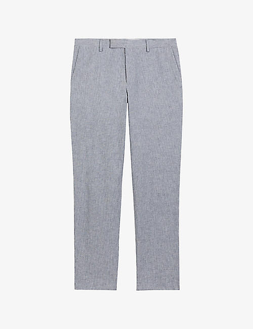 TED BAKER: Frankt pinstriped slim-fit stretch cotton-blend trousers