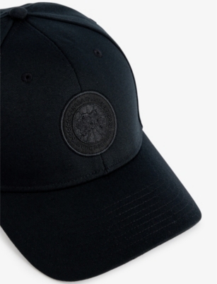 Shop Canada Goose Women's Black Brand-embroidered Woven Cap