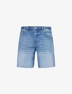 Shop Frame Vintage Raw-hem Regular-fit Denim Shorts In Raywood